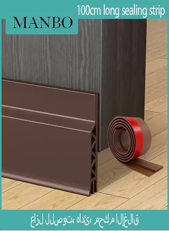 MANBO 100cm Brown Door Bottom Draft Stopper, Wind Dust Noise Weather Stripping, Heat Sound Insulation Seal Strip with Insect Barrier for Indoor Outdoor Use - Image 1